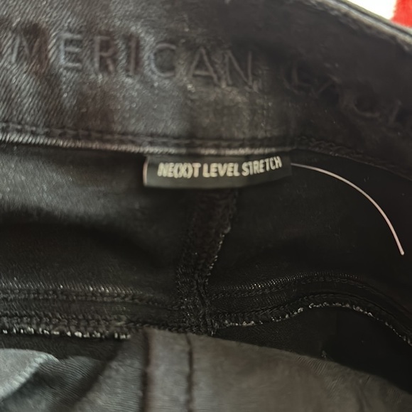 American Eagle Next Level Stretch Distressed Denim Mini Skirt, Black - Picture 8 of 8